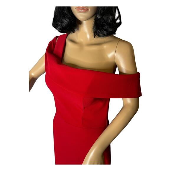 Agua Dresses Red One-Shoulder Off-Shoulder Maxi Formal Gown Slit –size 8 - Picture 17 of 17